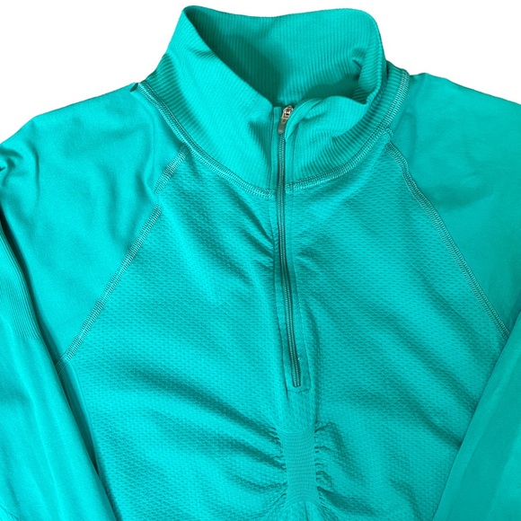 Lucy Womens T-Shirt Large L Teal Blue Athletic Strech 1/4 Zip Running Activewear - Picture 5 of 12